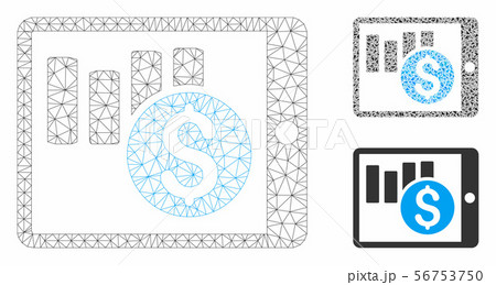 Sales Chart on PDA Vector Mesh Network Model and Triangle Mosaic Icon 56753750