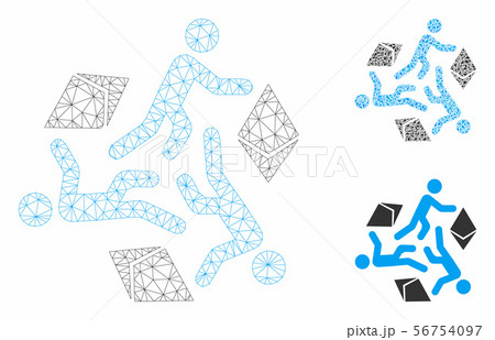 Running Persons for Ethereum Vector Mesh 2D Model and Triangle Mosaic Icon 56754097