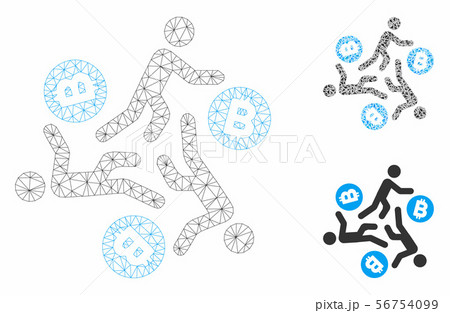 Running Persons for Bitcoin Vector Mesh 2D Model and Triangle Mosaic Icon 56754099