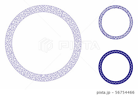 Round Rosette Seal Vector Mesh 2D Model and Triangle Mosaic Icon 56754466