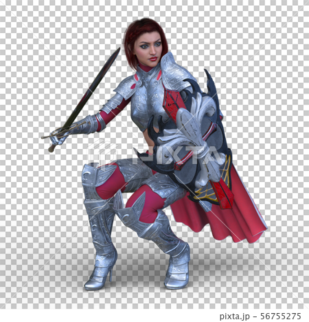 戦う女戦士のイラスト素材