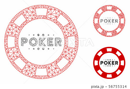 Poker Casino Chip Vector Mesh Wire Frame Model and Triangle Mosaic Icon Poker Casino Chip Vector Mesh Wire Frame Model and Triangle Mosaic Icon 56755314