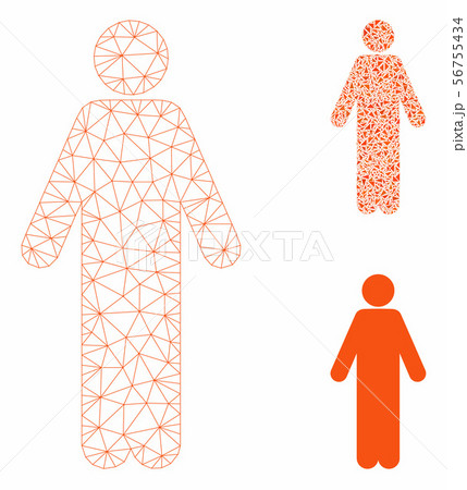 Man Vector Mesh Wire Frame Model and Triangle Mosaic Icon 56755434