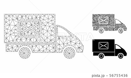 Mail Delivery Car Vector Mesh Network Model and Triangle Mosaic Icon 56755436