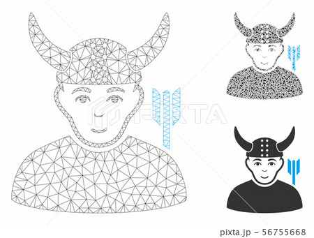 Horned Warrior Vector Mesh Network Model and Triangle Mosaic Icon 56755668