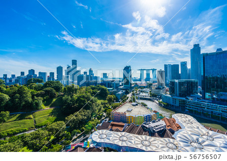 Beautiful architecture building exterior cityscape in Singapore city skyline Beautiful architecture building exterior cityscape in Singapore city skyline 56756507