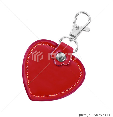 Leather Round Keychain on white background 56757313