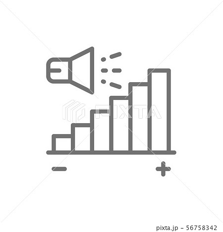 Hearing aid volume control line icon. Isolated on white background 56758342