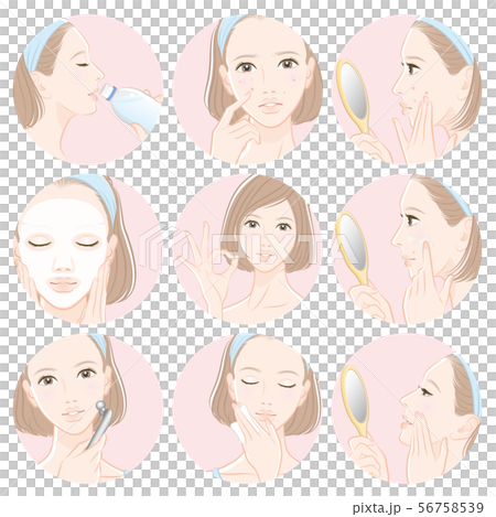 スキンケアをしている女性のイラスト 56758539