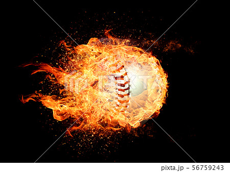燃え上がる野球ボールのイラスト素材