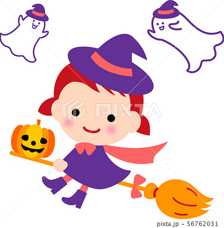 ハロウィン 魔女 かぼちゃ おばけのイラスト素材 56762031 Pixta