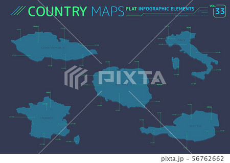 Poland, Czech Republic, Austria, Italy and France Vector Maps 56762662