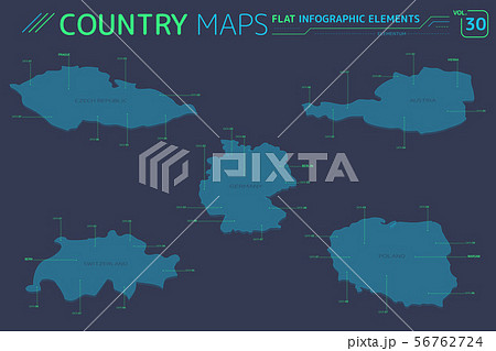 Germany, Poland, Czech Republic, Switzerland and Austria Vector Maps 56762724