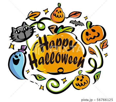 ハロウィンイラスト素材 テンプレート カードデザイン 秋のイベントのイラスト素材