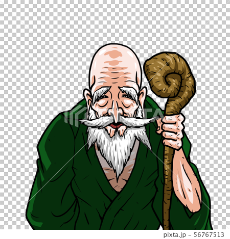 Green kimono left cane right back old man grandfather elder hermit Green kimono left cane right back old man grandfather elder hermit 56767513