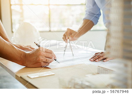 Architect Engineer Design Working on Blueprint Architect Engineer Design Working on Blueprint 56767946