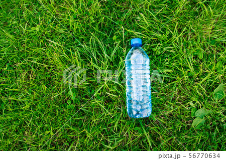 Bottle of water on the green grass. Grass and Bottle of water on the green grass. Grass and 56770634