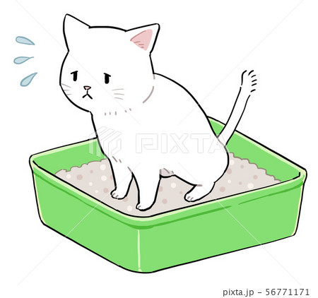トイレで困っている猫のイラスト素材