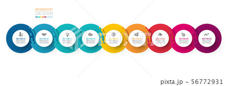 Nine harmonious circle infographics. 56772931