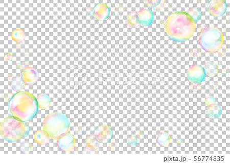 Iridescent soap bubble square frame, watercolor illustration 56774835