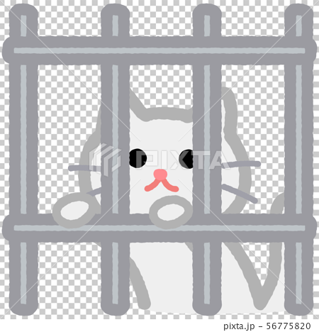 檻に入っている猫 カットイラスト のイラスト素材