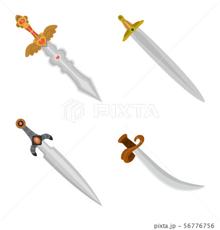 Vector illustration of sword and dagger icon. Set of sword and weapon stock vector illustration. Vector illustration of sword and dagger icon. Set of sword and weapon stock vector illustration. 56776756