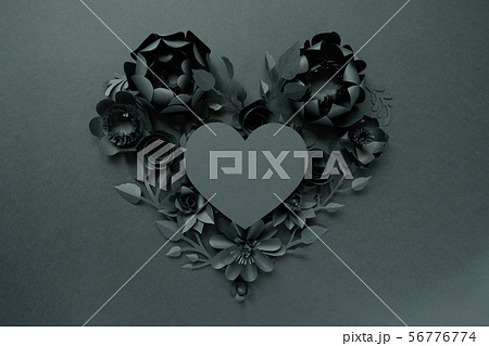 Black paper flowers, floral background, bridal bouquet, wedding