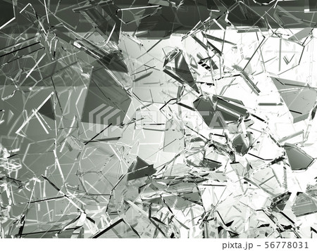 Pieces of glass broken or cracked on white Pieces of glass broken or cracked on white 56778031