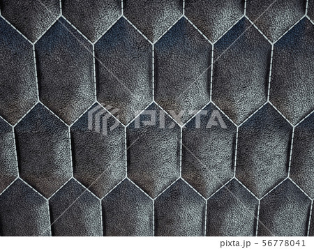 Leather stitched hexagon or honecomb black shiny 56778041
