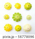 Squash vegetable green and yellow pattypan. 56778096