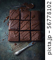 Brownie cake dessert. Dark sponge cake. 56778102