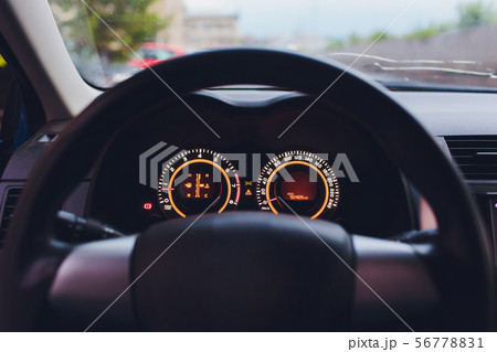 Set of car dash boards petrol meter, fuel gauge, on black background concept warning checking oil. Set of car dash boards petrol meter, fuel gauge, on black background concept warning checking oil. 56778831