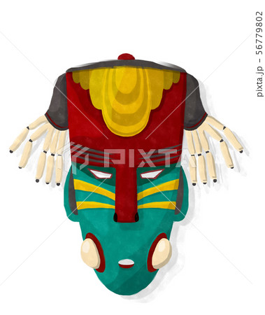 Watercolor tribal mask on white 56779802