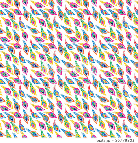 Watercolor peacock feathers pattern 56779803