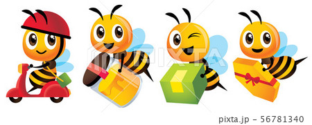 Cartoon cute bee deliver product set 56781340