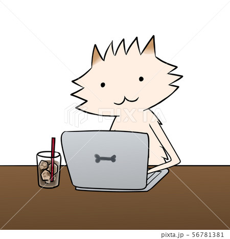 ノートパソコンでネット通信を使った作業 56781381