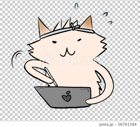 せかせかタッチペンを使用した作業をするキャラクターのイラスト 56781384
