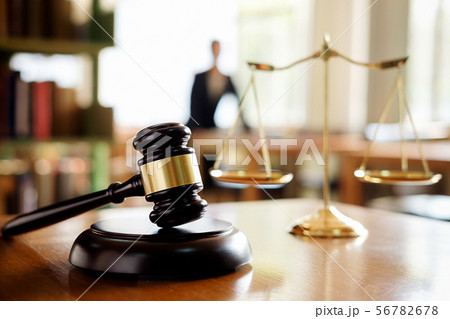 Judge gavel with Justice lawyers having team Judge gavel with Justice lawyers having team 56782678