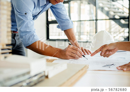 Architect Engineer Design Working on Blueprint Architect Engineer Design Working on Blueprint 56782680