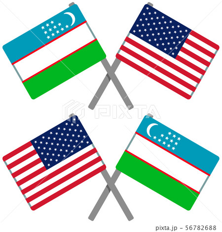 ウズベキスタンとアメリカの旗