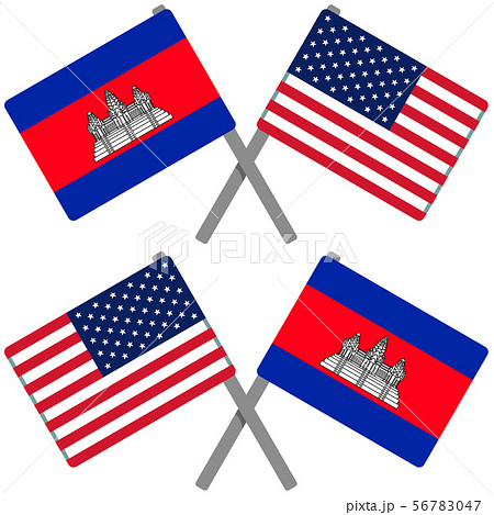 カンボジアとアメリカの旗