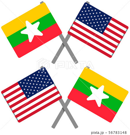 ミャンマーとアメリカの旗
