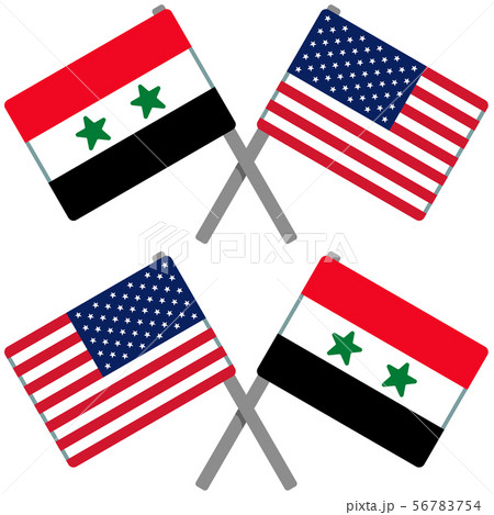 シリアとアメリカの旗