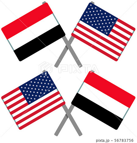 イエメンとアメリカの旗