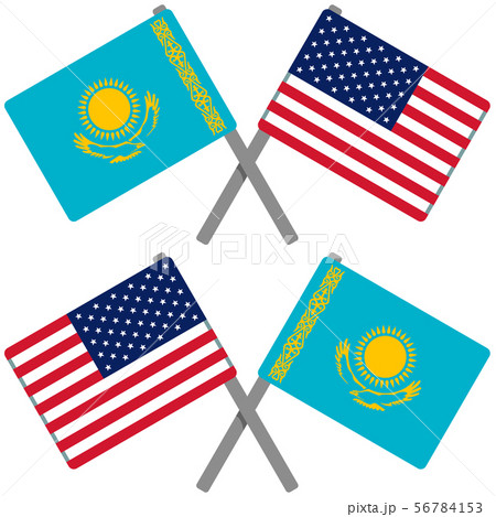 カザフスタンとアメリカの旗