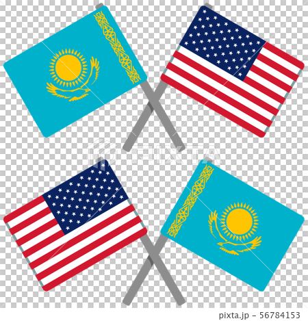 哈薩克斯坦和美國國旗 哈薩克斯坦和美國國旗 56784153