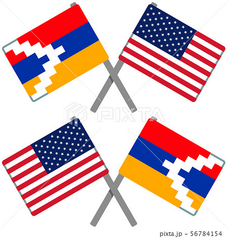 ナゴルノ・カラバフ　アルツァフ共和国とアメリカの旗 56784154
