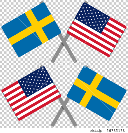 スウェーデンとアメリカの旗のイラスト素材