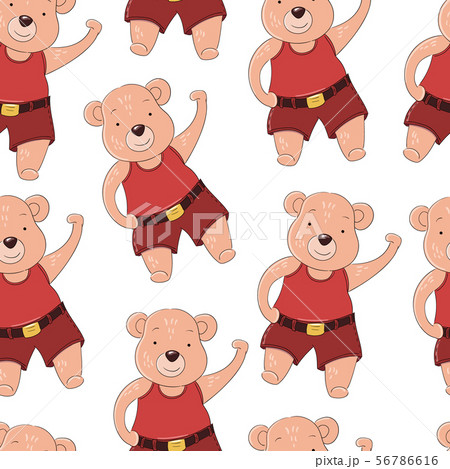 Cute bear boy with a basket of mushrooms 56786616