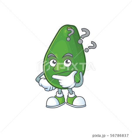 Thinking ripe avocado fruit on cartoon character Thinking ripe avocado fruit on cartoon character 56786837